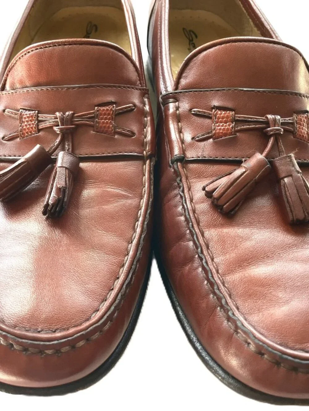 Santoni Men’s Brown Leather Tassel Loafers | Size 11.5 D | Made in Italy